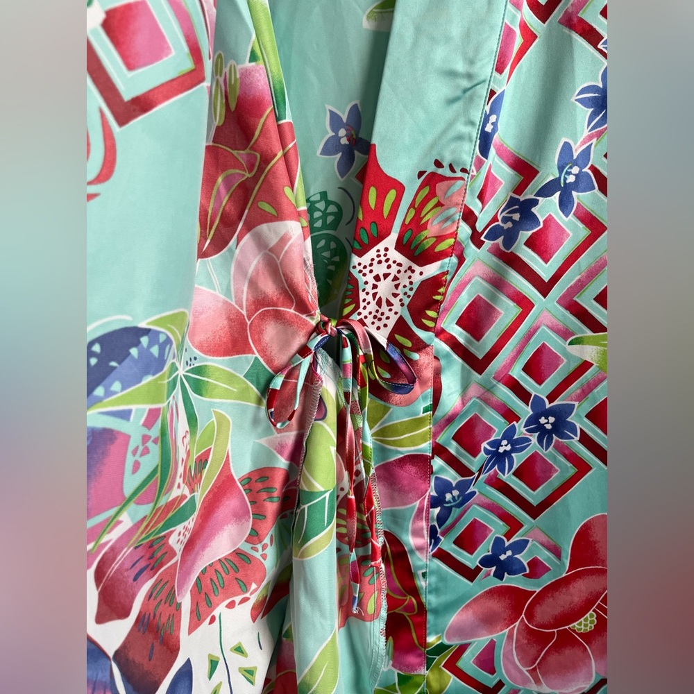 Natori Private Luxuries Star Blossom Kimono Caftan Robe Size M (NO BELT) - Picture 4 of 7
